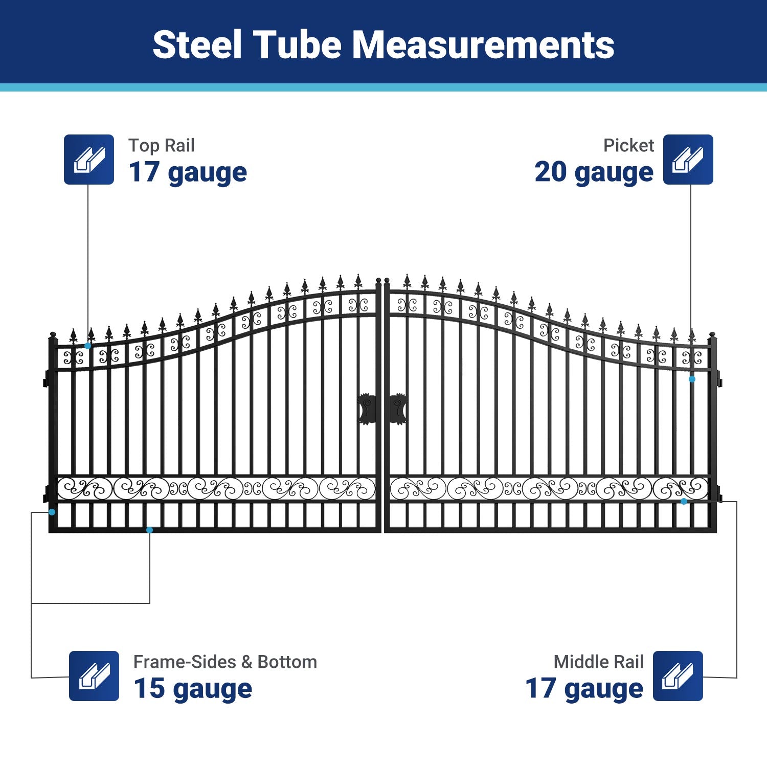 II000088 gate frame steel tube measurements