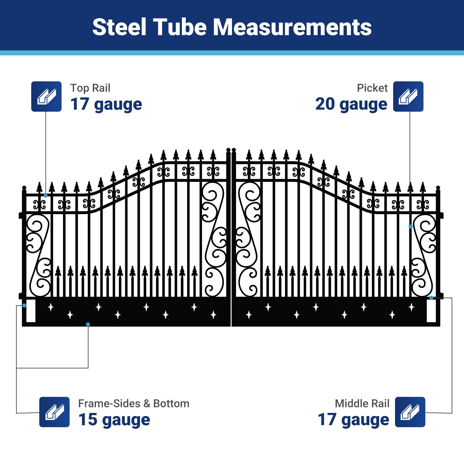 II000089 gate frame steel tube measurements