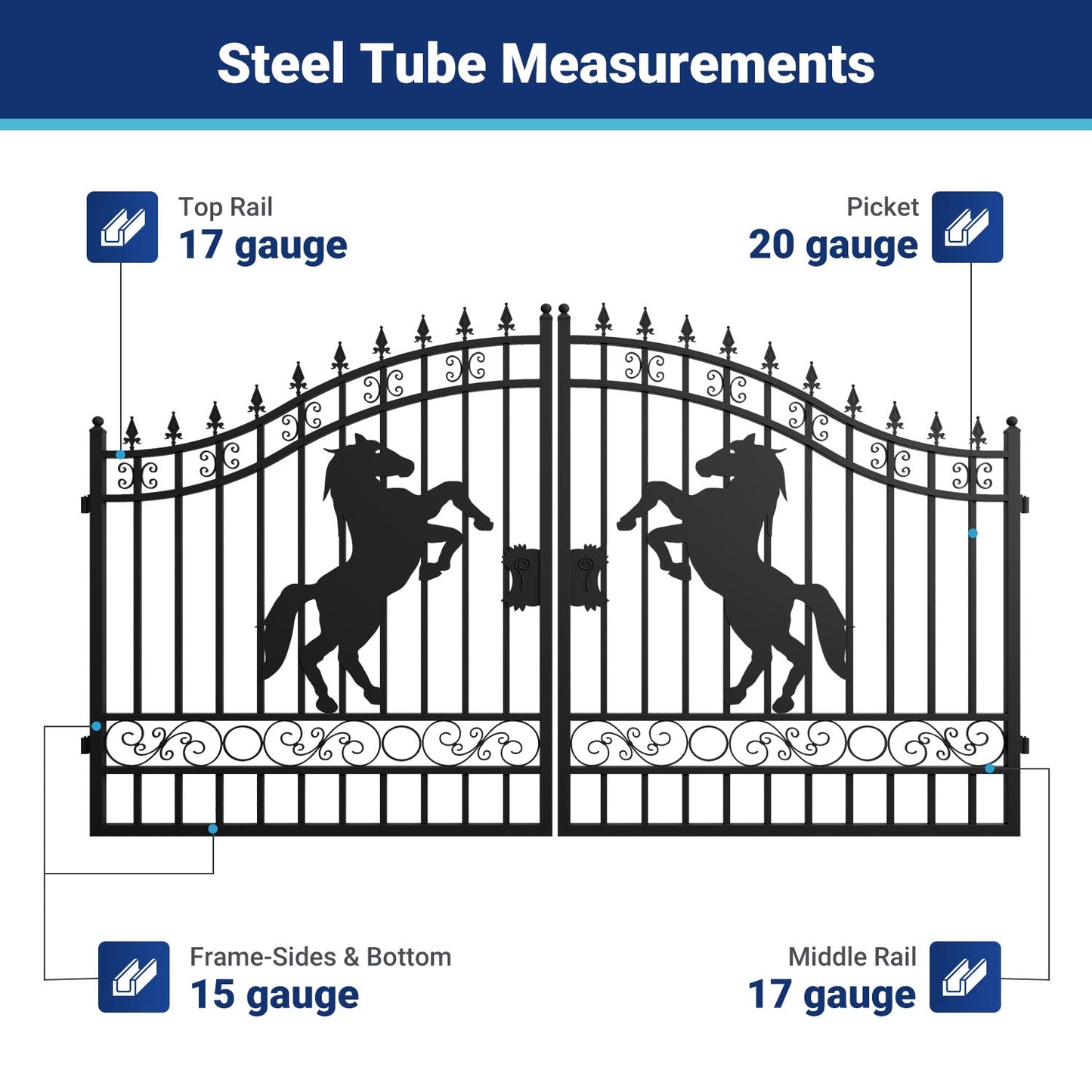 II000091 gate frame steel tube measurements