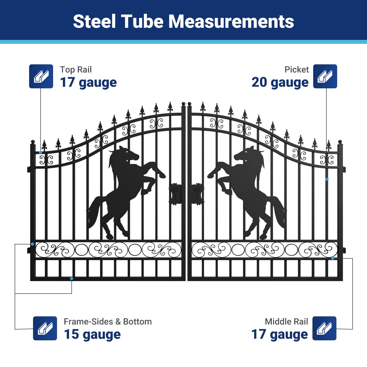 II000091 gate frame steel tube measurements