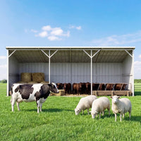 25'x12' Metal Livestock Shed for Horses & Farm Animals