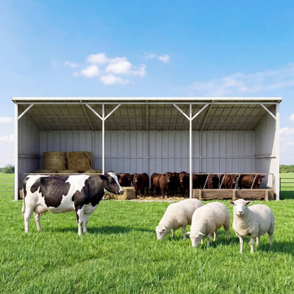 25'x12' Metal Livestock Shed for Horses & Farm Animals
