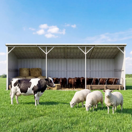 25'x12' Metal Livestock Shed for Horses & Farm Animals