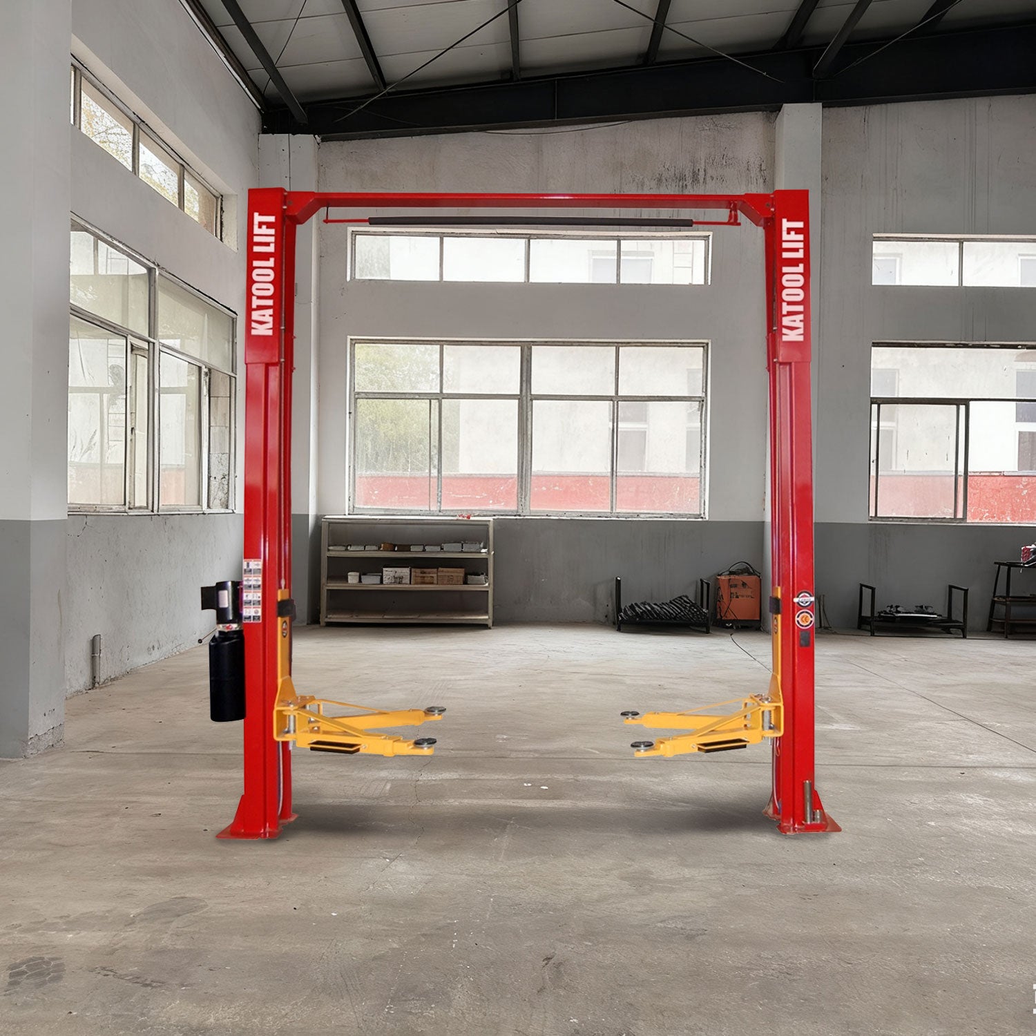 KT-M110 2 post car lift in a garage