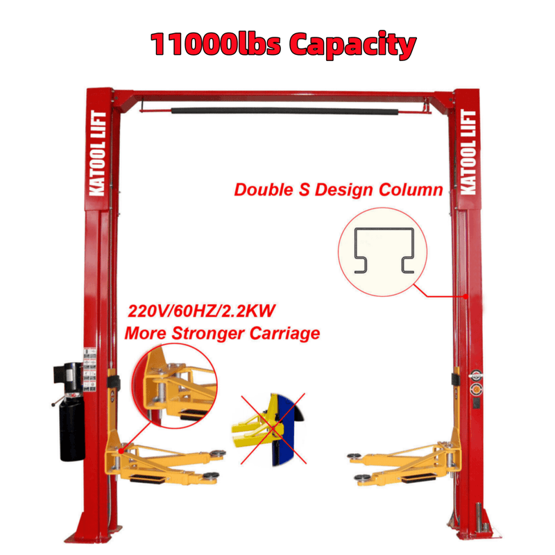 KT-M110 Two Post Clear-floor Vehicle Lift 11,000lbs