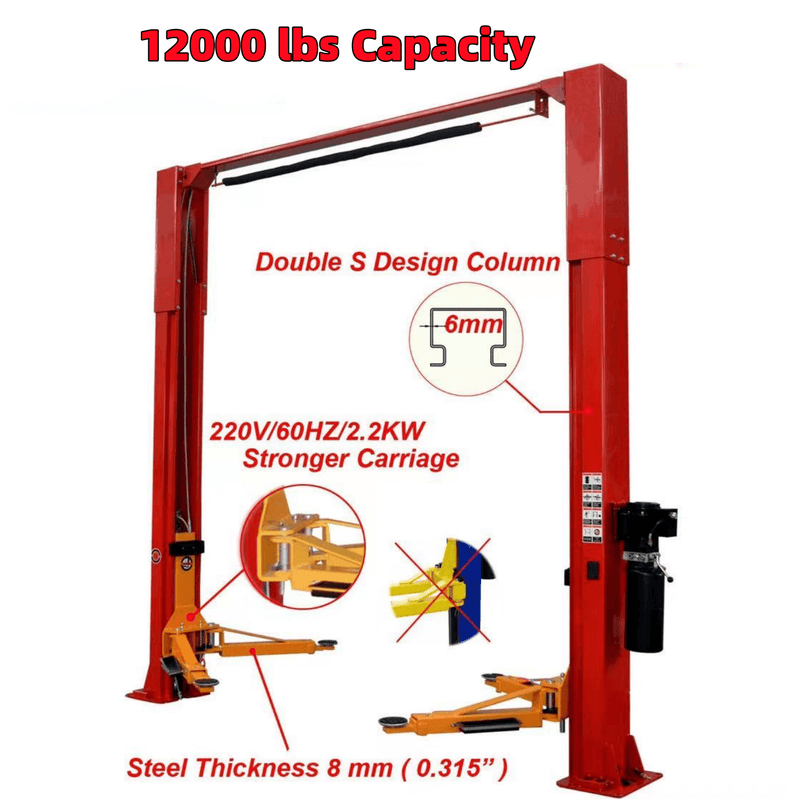 KT-M120 Two Post Clear-floor Vehicle Lift 12,000lbs