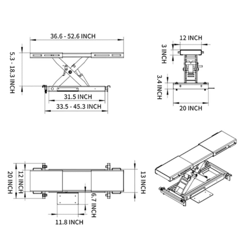 KT-RJ50 Rolling Jack 5000 lbs. Lifting Capacity *Fits KT-4H110 lift and the KT-4H850*