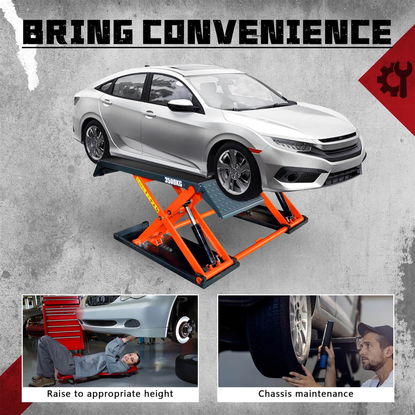 The KT-X80-Pneumatic Mid Rise Scissor Lift is perfect for undercar work.