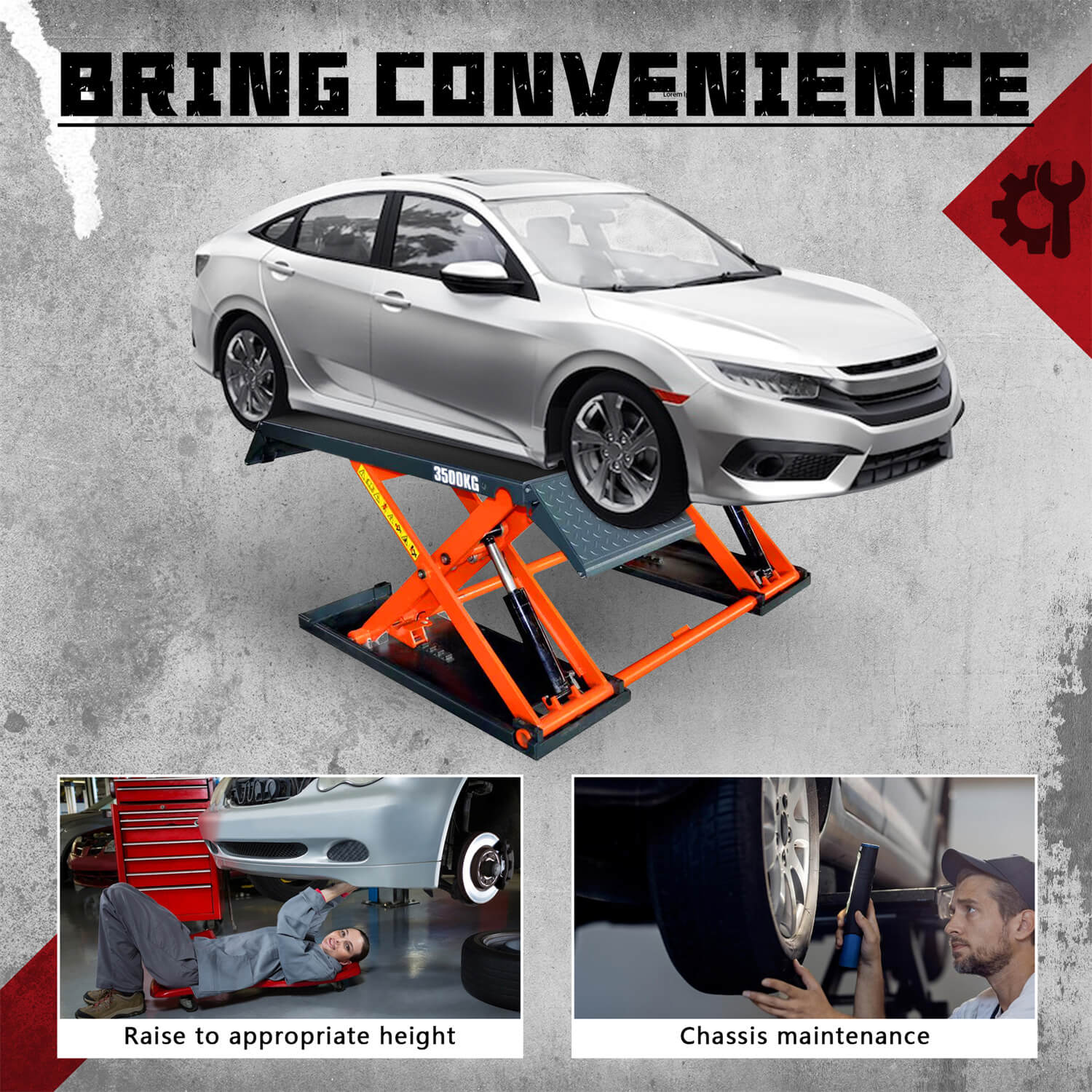 The KT-X80-Pneumatic Mid Rise Scissor Lift is perfect for undercar work.