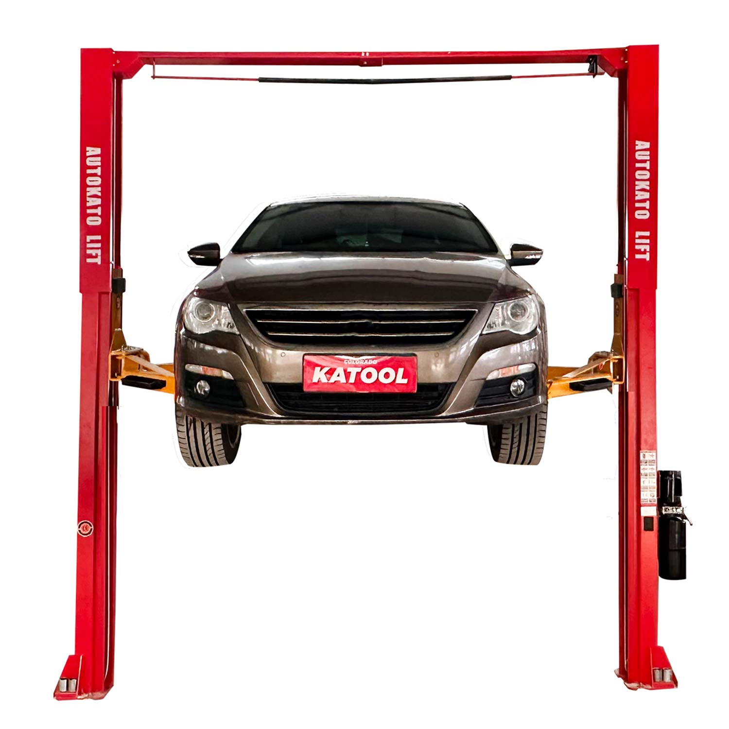 The Katool 2 post lift is lifting a car stably and safely