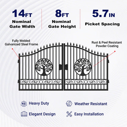 Key Features of 14 ft Dual Swing Driveway Gate with Wider Goalposts
