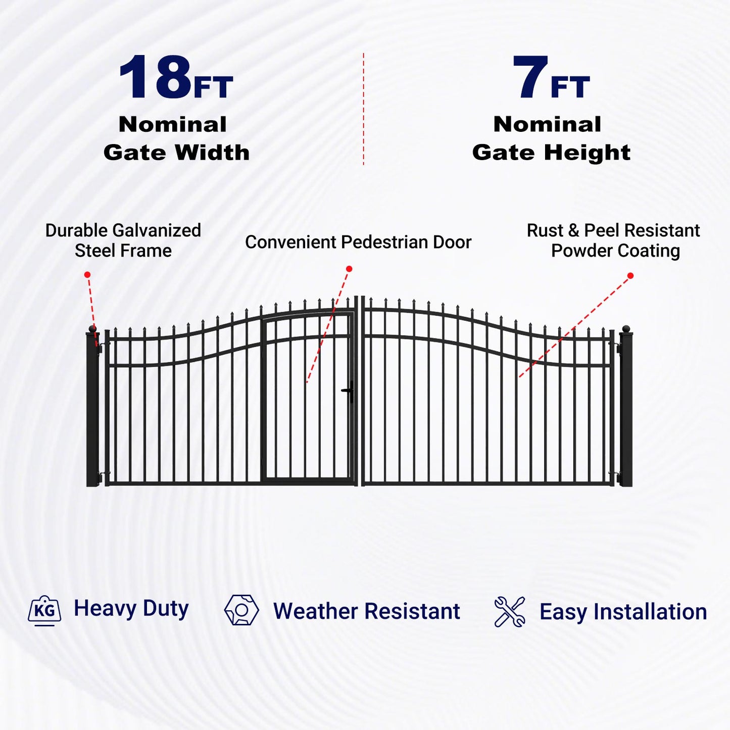 Key features of 18ft Driveway Gate with Pedestrian Door