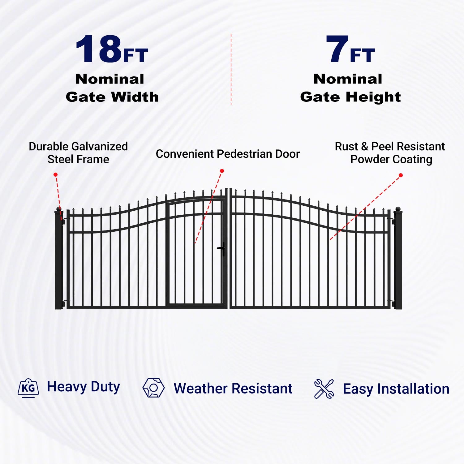 Key features of 18ft Driveway Gate with Pedestrian Door
