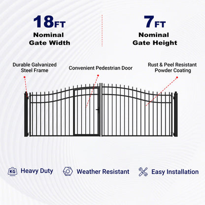 Key features of 18ft Driveway Gate with Pedestrian Door