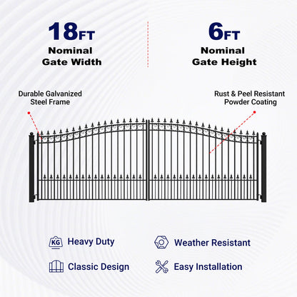 Key Features of 18 ft PRAGUE Style Dual Swing Driveway Gate