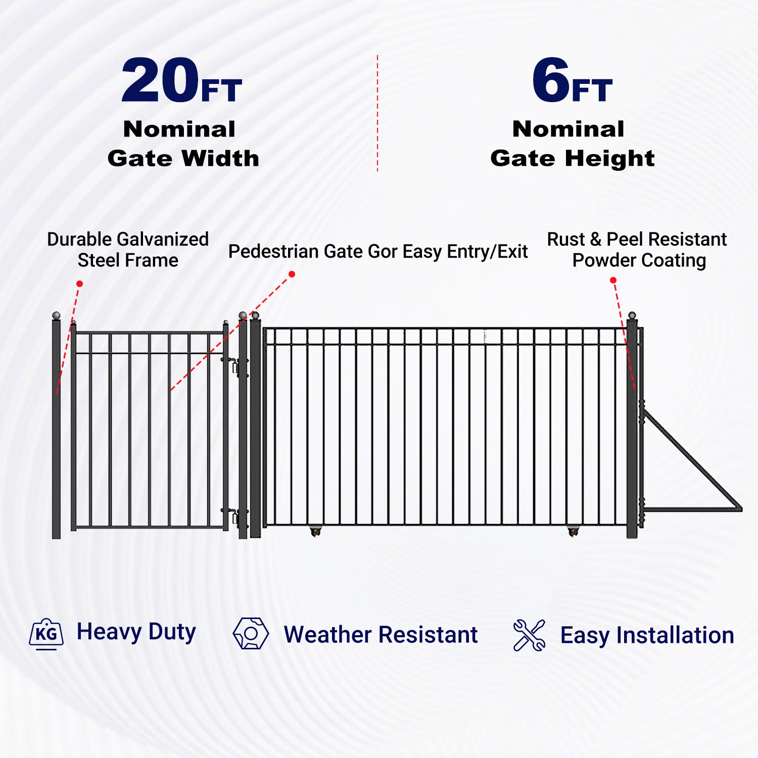 Key features of 20ft Aleko sliding driveway gate