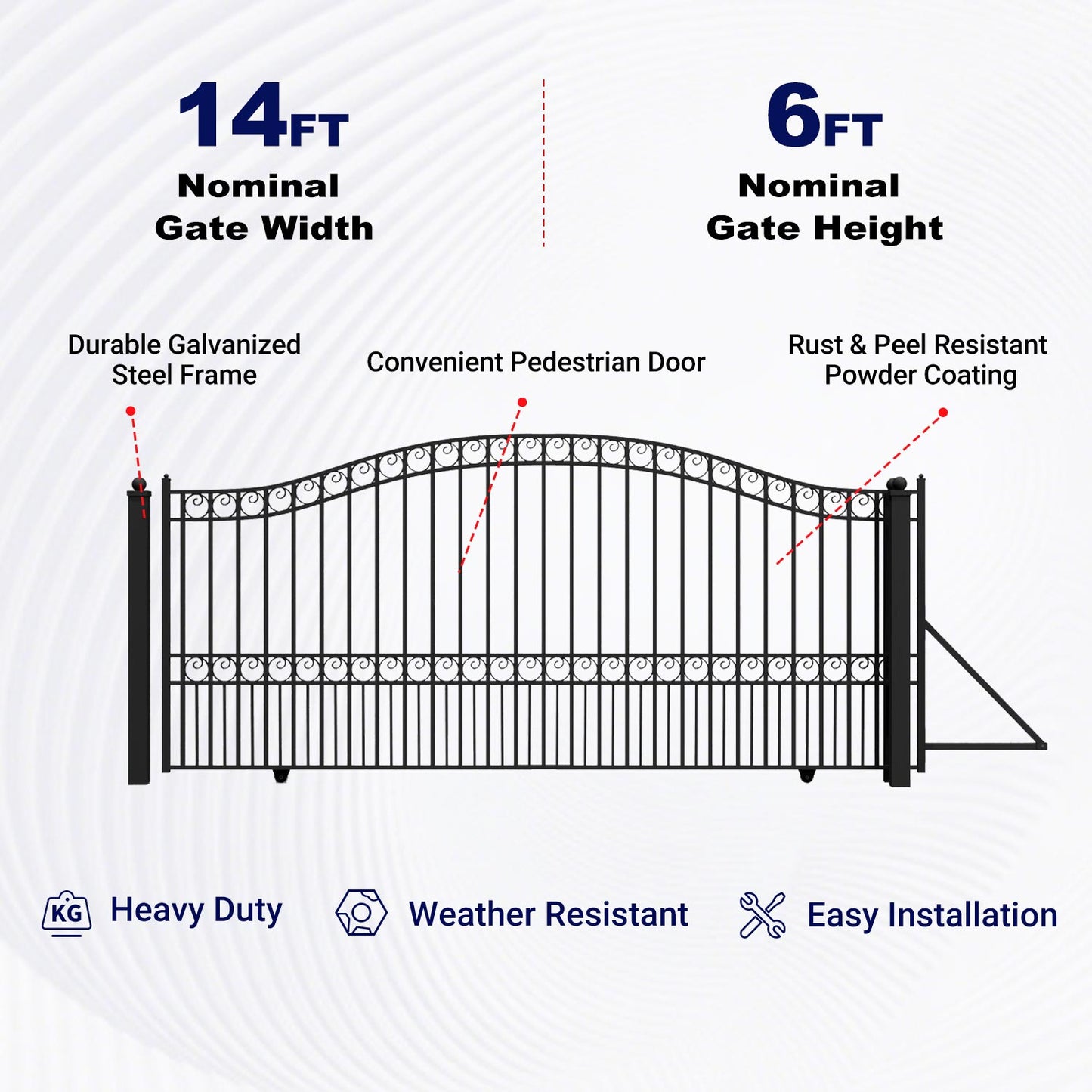 Key Features of 14x6 ft Steel Sliding Driveway Gate