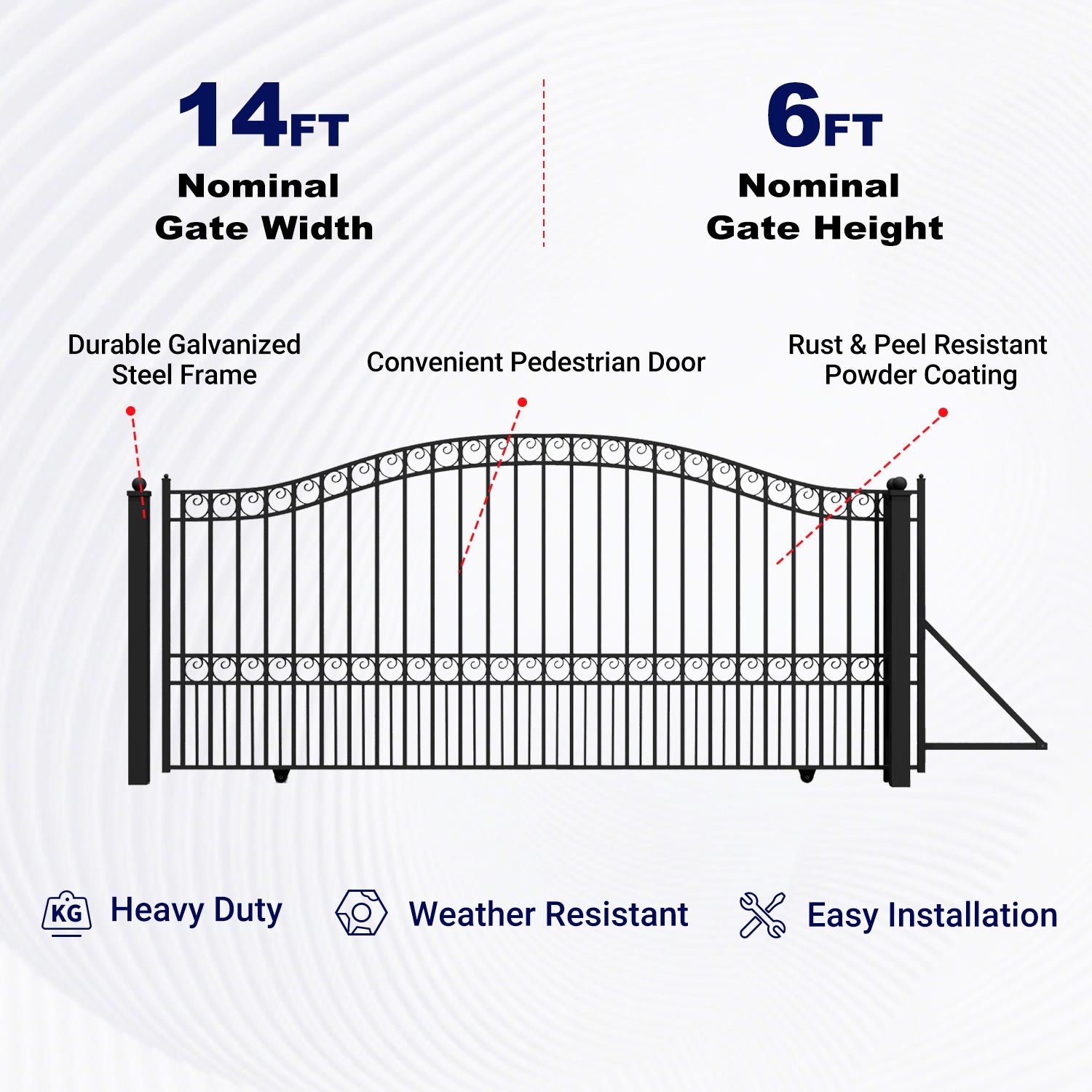 Key Features of 14x6 ft Steel Sliding Driveway Gate