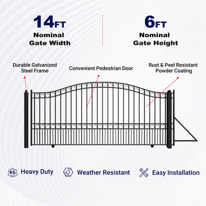 Key Features of 14x6 ft Steel Sliding Driveway Gate
