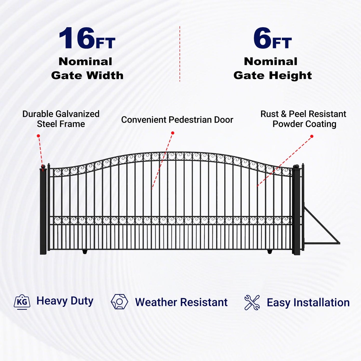 Key Features of Aleko 16 ft Steel Sliding Driveway Gate