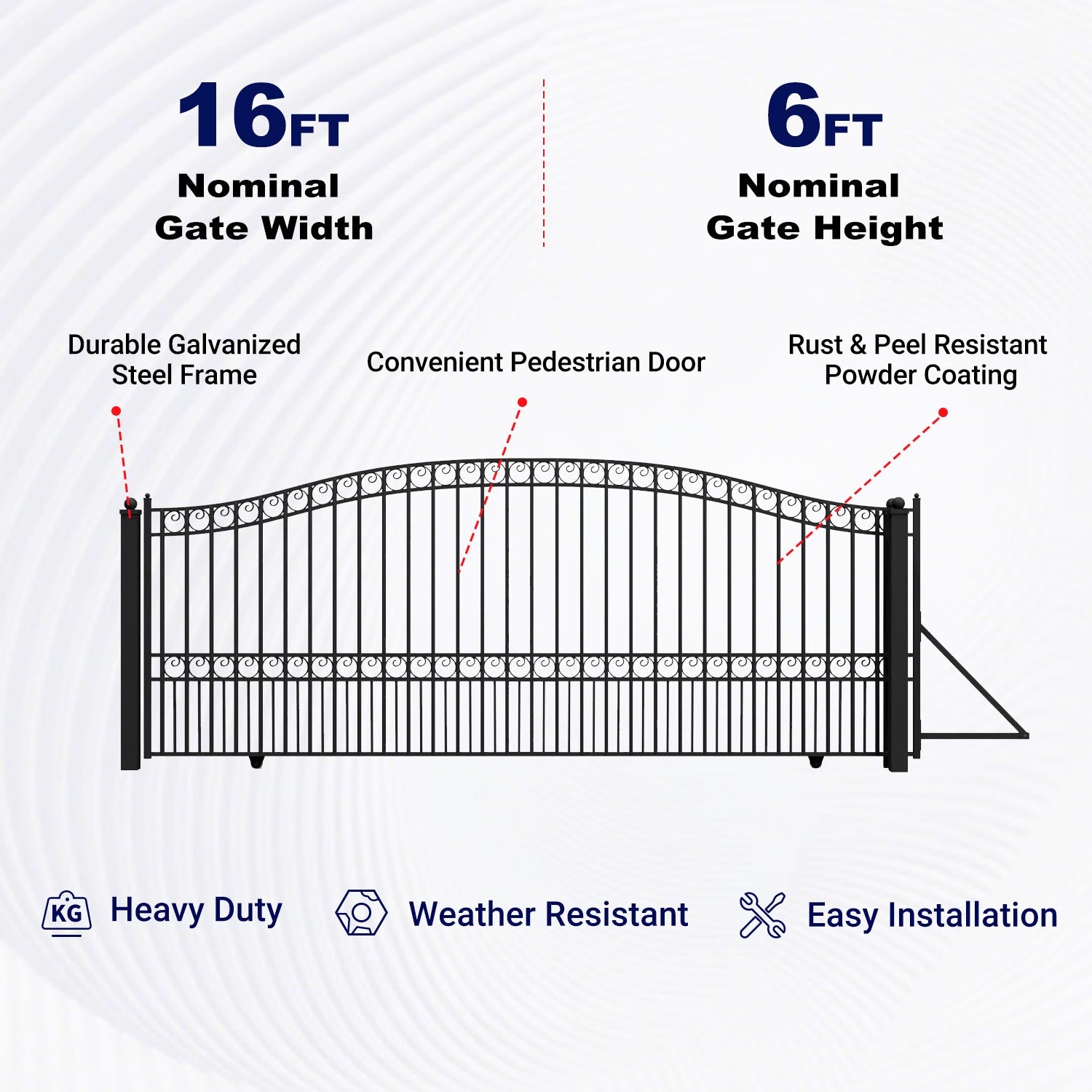Key Features of Aleko 16 ft Steel Sliding Driveway Gate