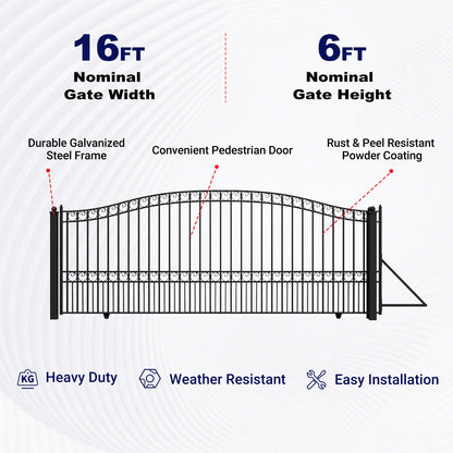 Key Features of Aleko 16 ft Steel Sliding Driveway Gate