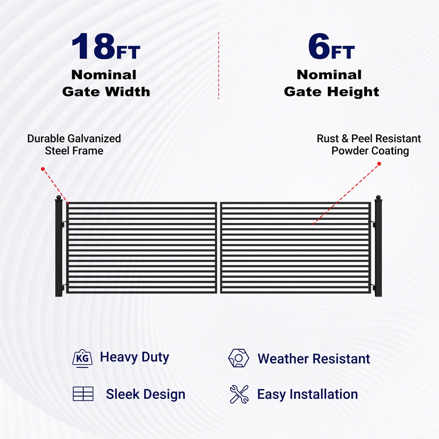 Key Features of Aleko 18ft MILAN Style Dual Swing Driveway Gate