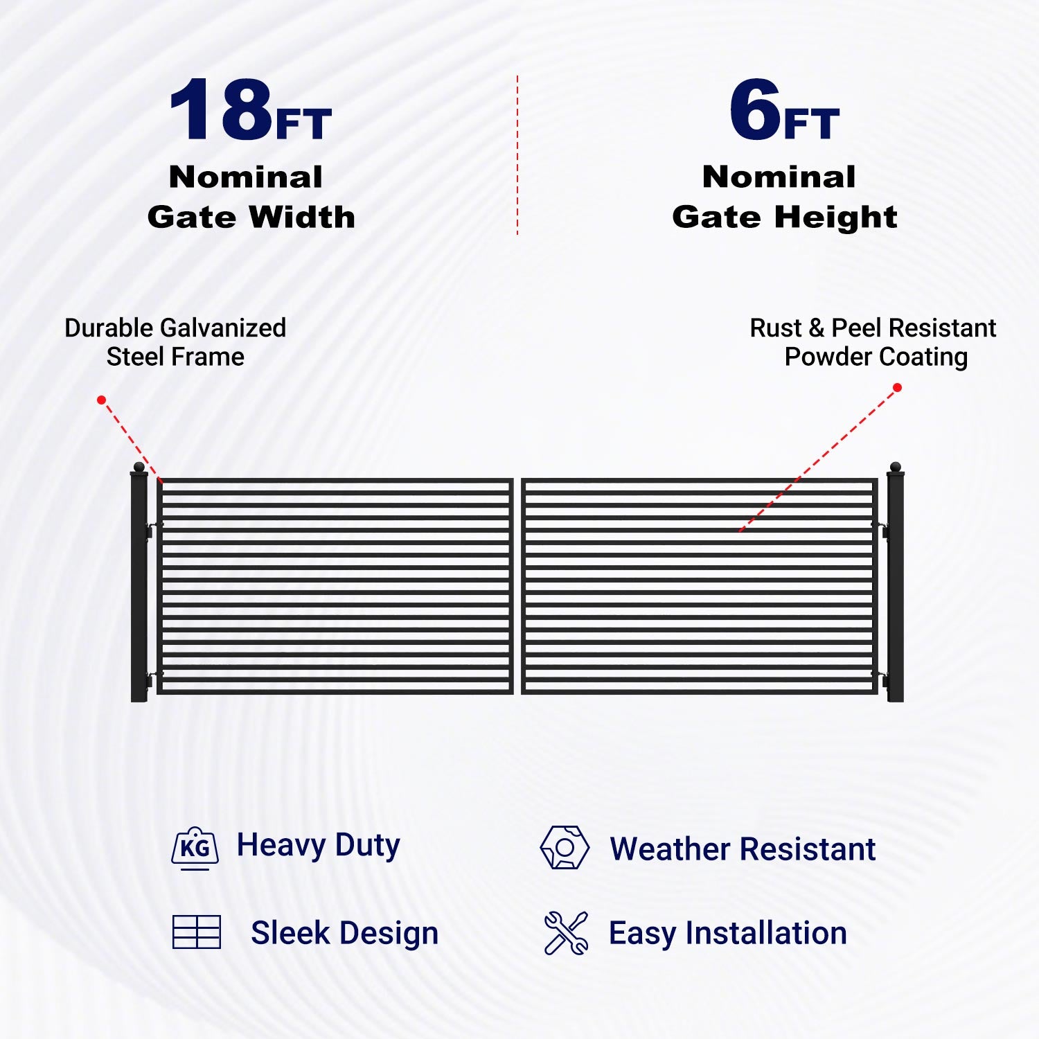 Key Features of Aleko 18ft MILAN Style Dual Swing Driveway Gate