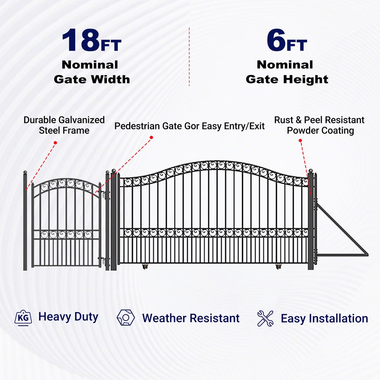 Key features of 18ft Aleko Sliding Driveway Gate