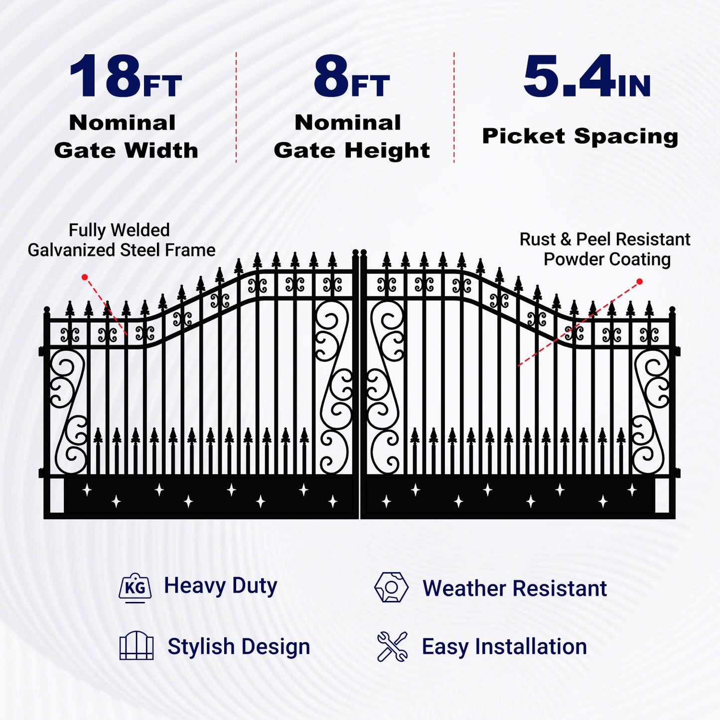 Key features of 18ft star pattern driveway gate 
