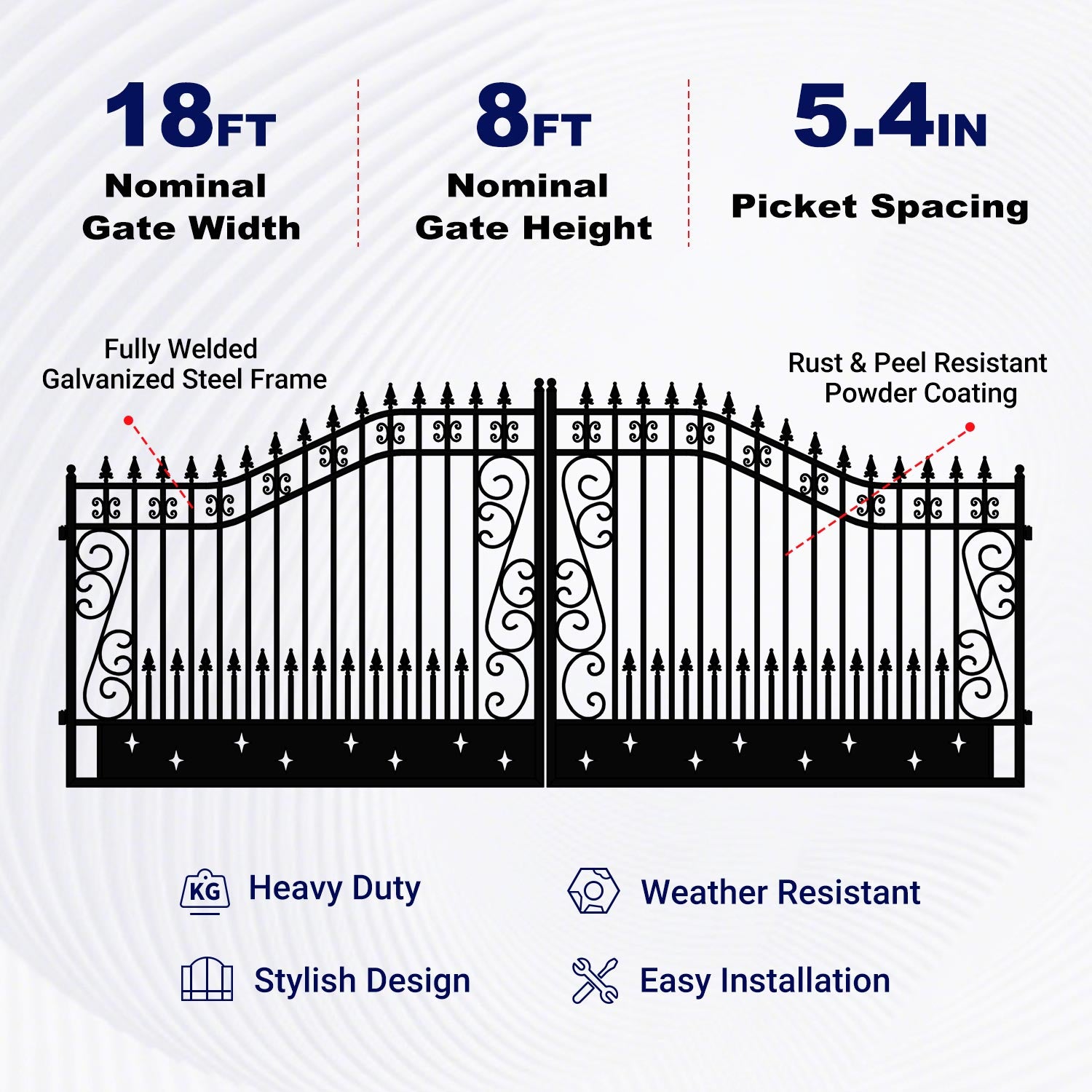 Key features of 18ft star pattern driveway gate