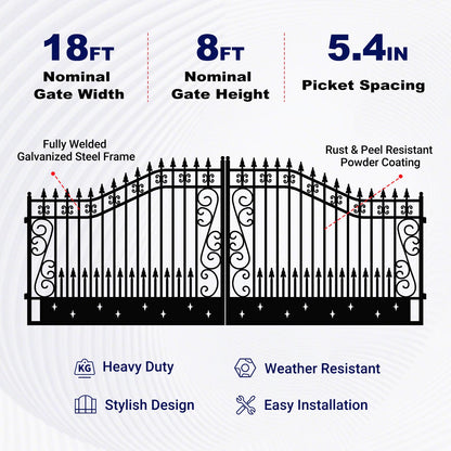 Key features of 18ft star pattern driveway gate 
