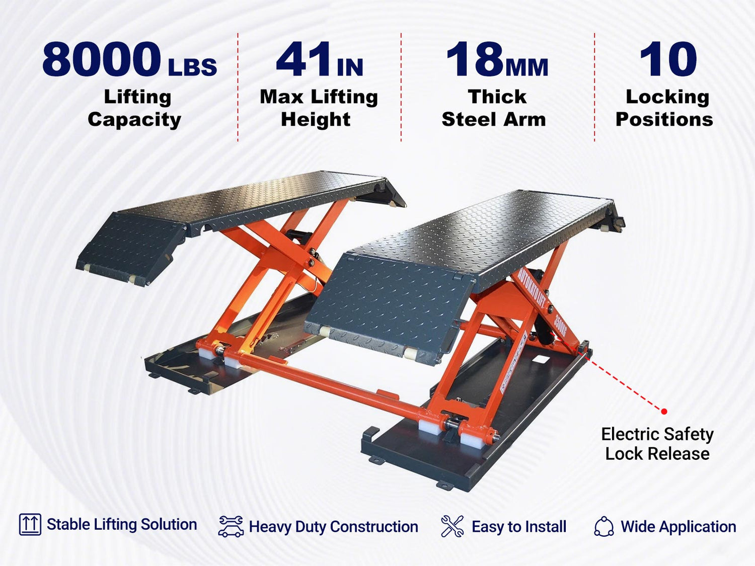 Key features of Katool kt-x85 8,000 lbs mid rise scissor lift
