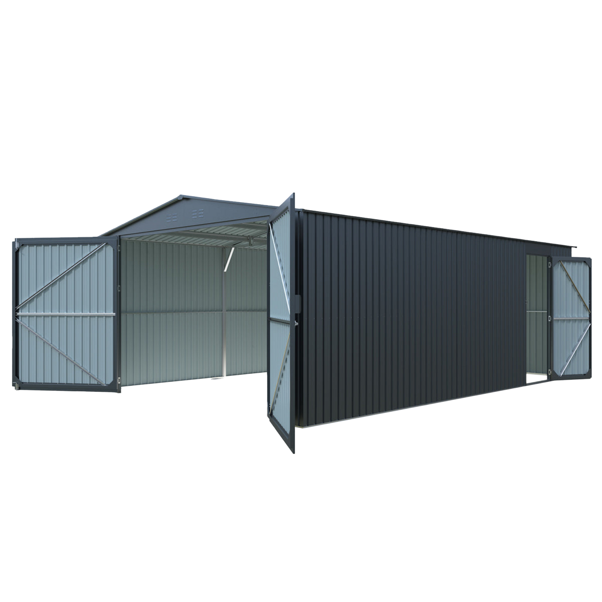 [AS-IS] 13'x20' Plus Upgraded Metal Garage Shed with Double Front Door