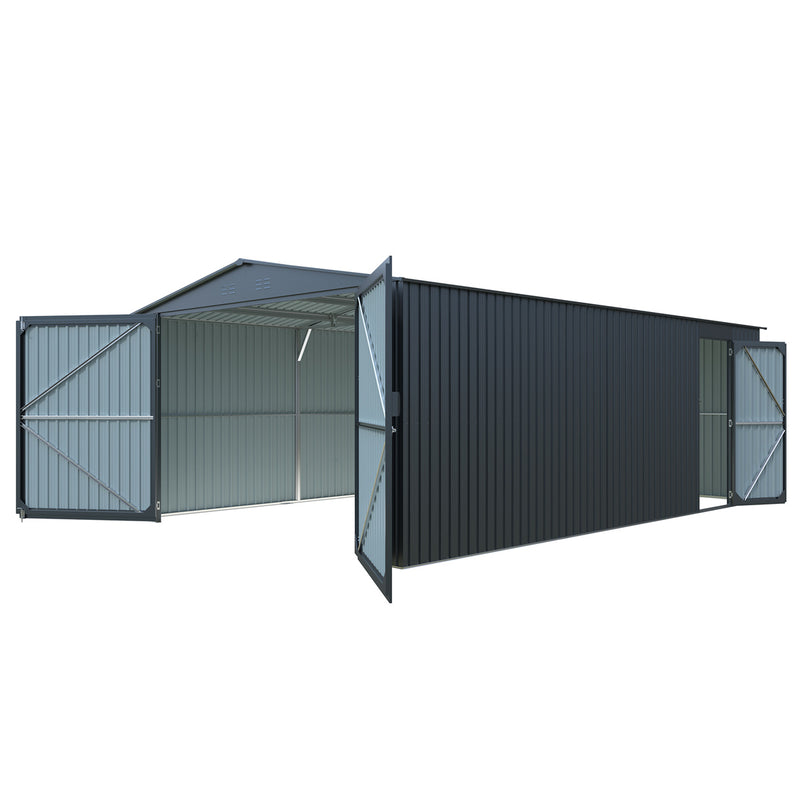 13'x20' Plus Upgraded Metal Garage Shed with Double Front Doors, Side Entry Door