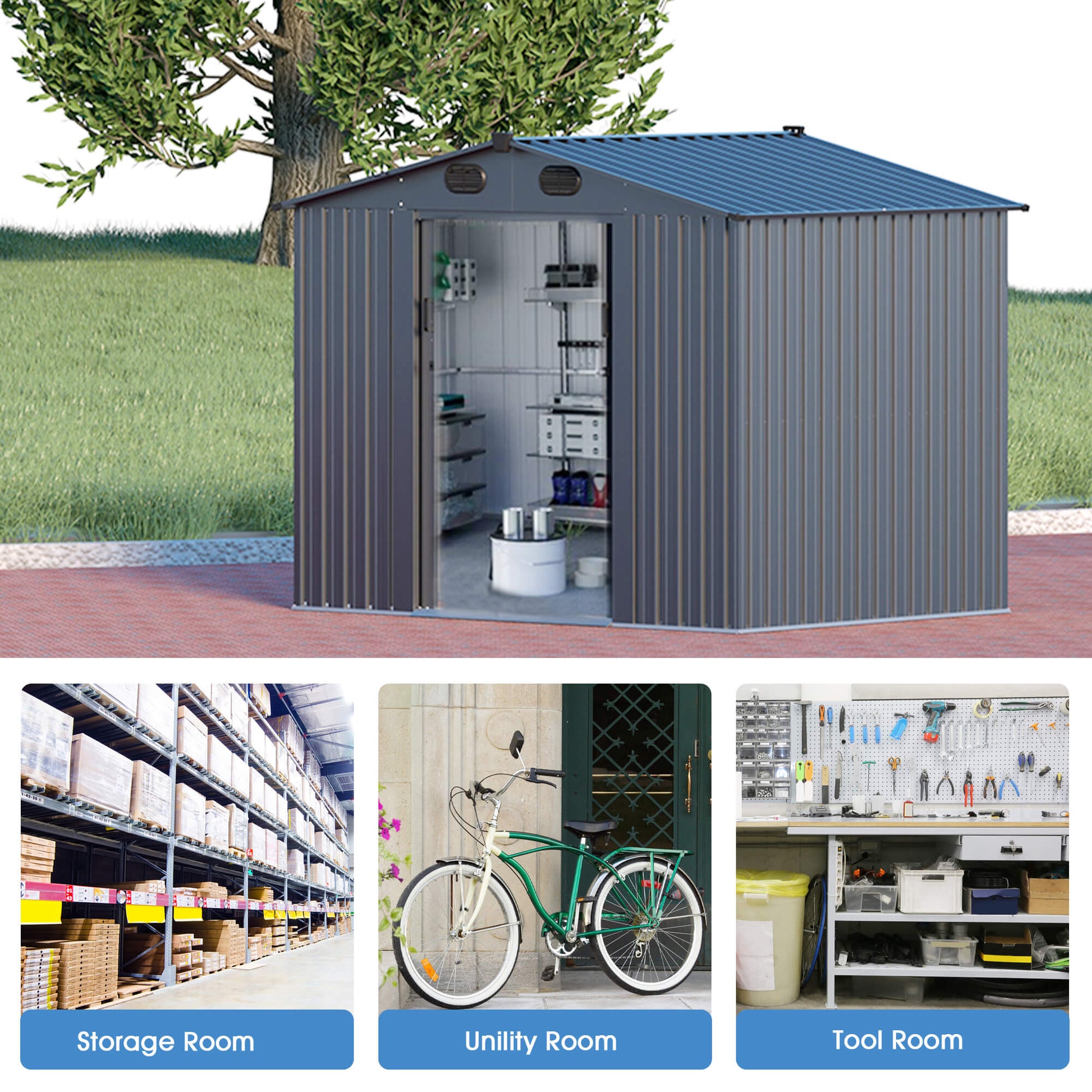 CHERY INDUSTRIAL Metal Storage Shed 8'x6'