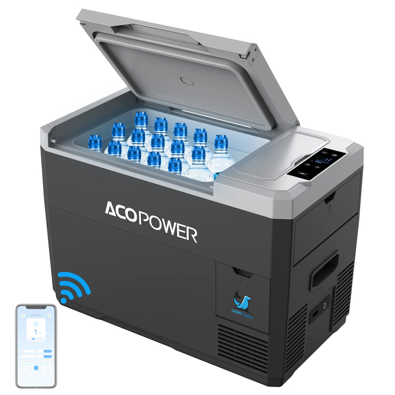 LionCooler Mini Solar Powered Car Fridge Freezer, 29 Quarts
