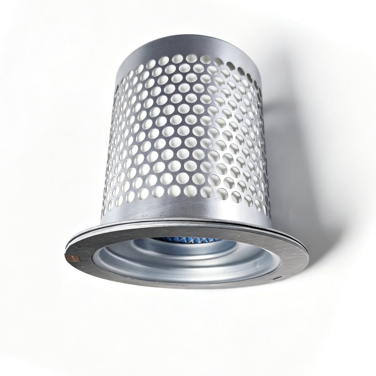 A cylindrical metal mesh filter cartridge