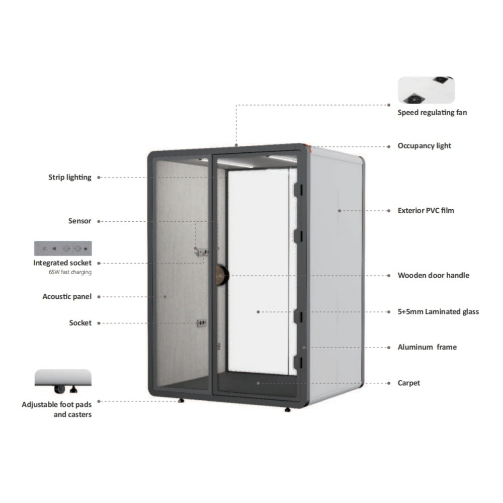 P2F-3 Smart Privacy Booth Meeting Pod for 2-person