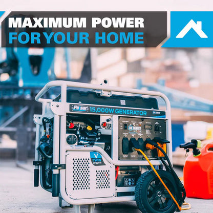 15,000 Watt Dual Fuel Portable Generator – 713cc V-Twin Engine, Electric Start