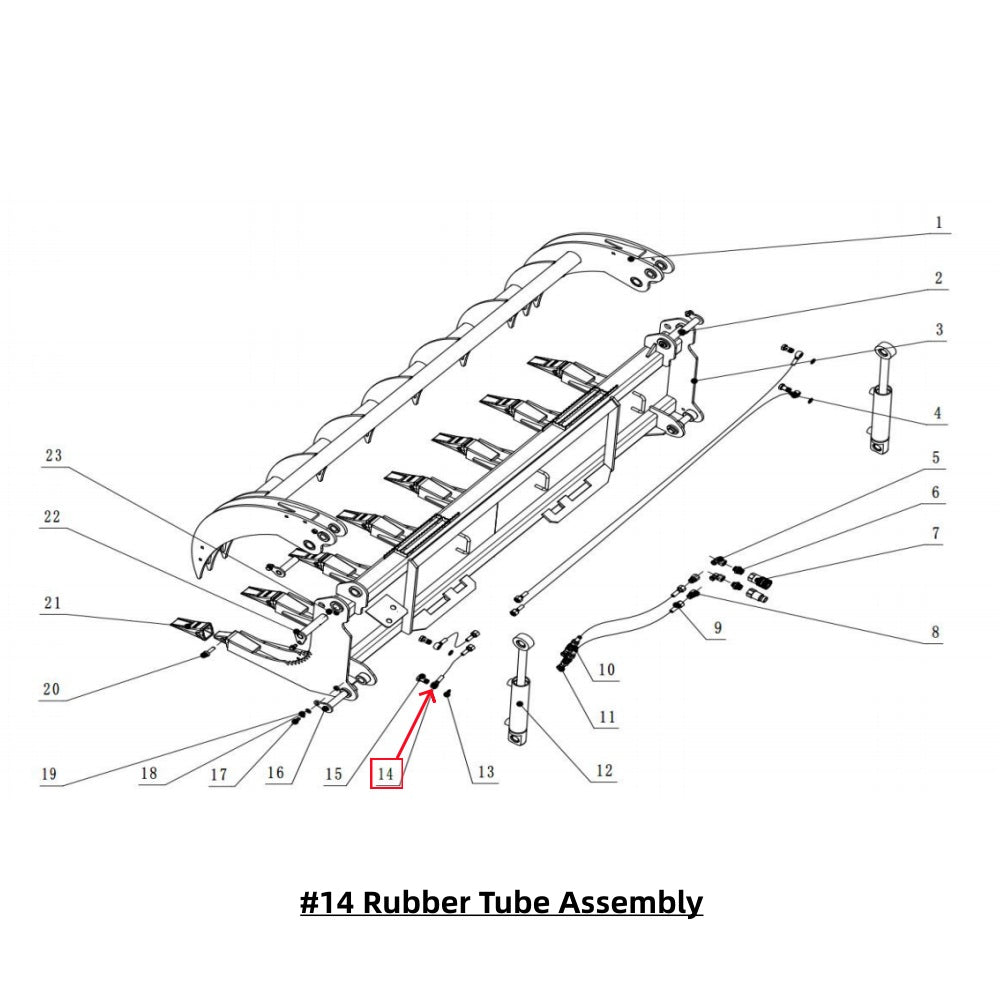 Parts for 78inch Root Grapple Rake#14 Rubber Tube Assembly
