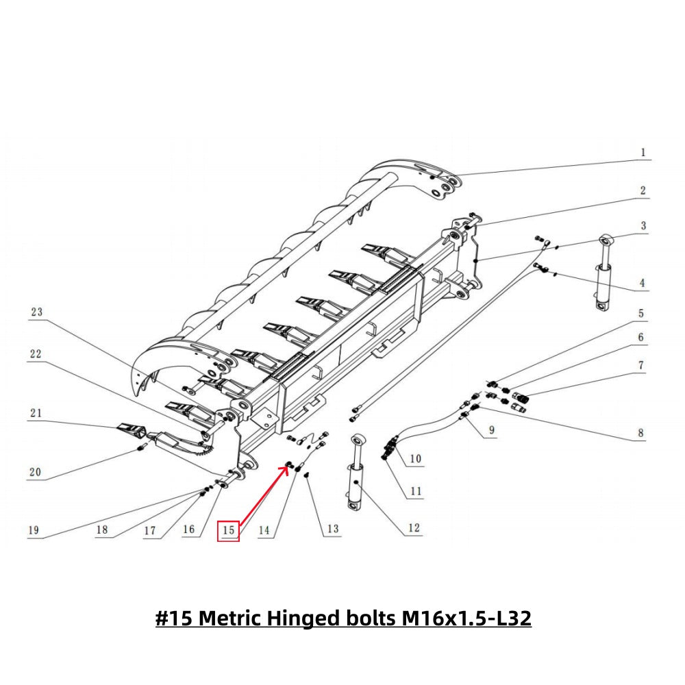 Parts for 78inch Root Grapple Rake#15 Metric Hinged bolts M16x1.5-L32