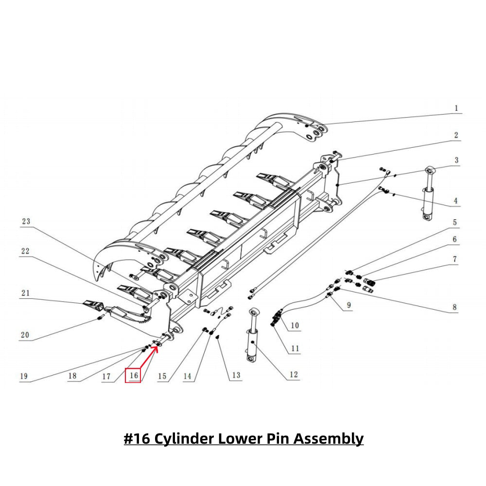 Parts for 78inch Root Grapple Rake#16 Cylinder Lower Pin Assembly