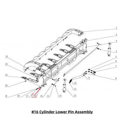 Parts for 78inch Root Grapple Rake#16 Cylinder Lower Pin Assembly