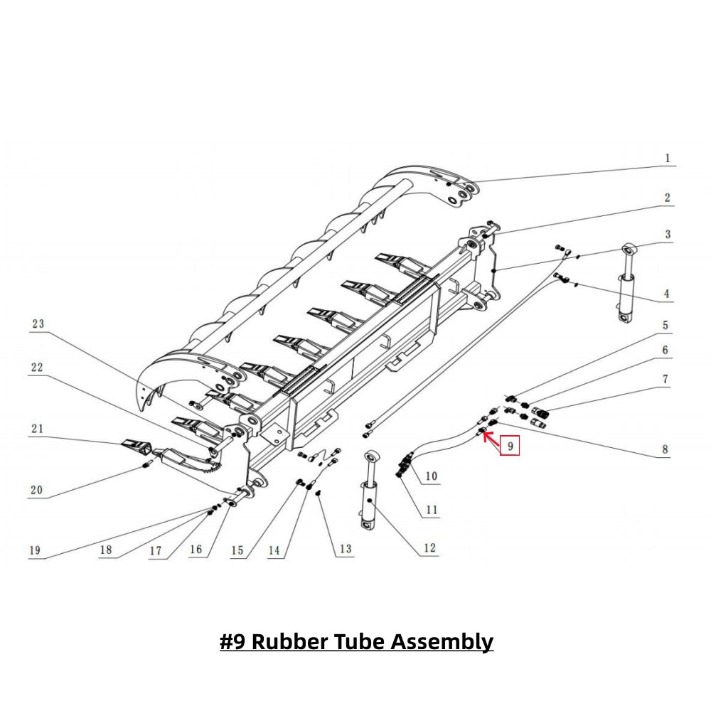 Parts for 78inch Root Grapple Rake#9 Rubber Tube Assembly