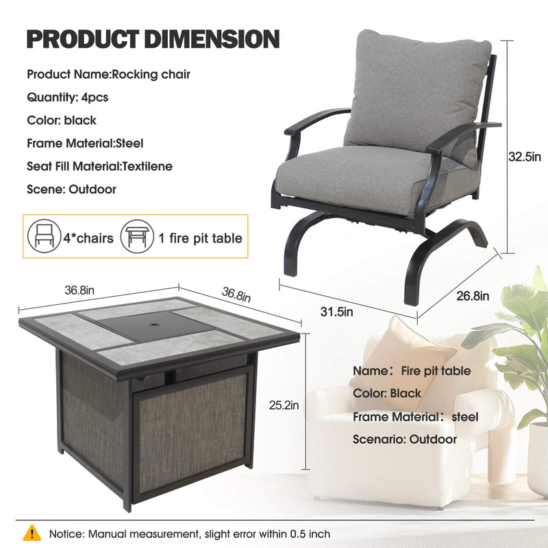 Chery Industrial Outdoor Patio Fire Pit Seating Set