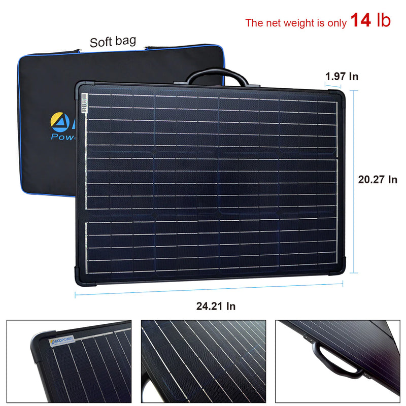 Plk 120W Portable Solar Panel Kit, Lightweight Briefcase with 20A