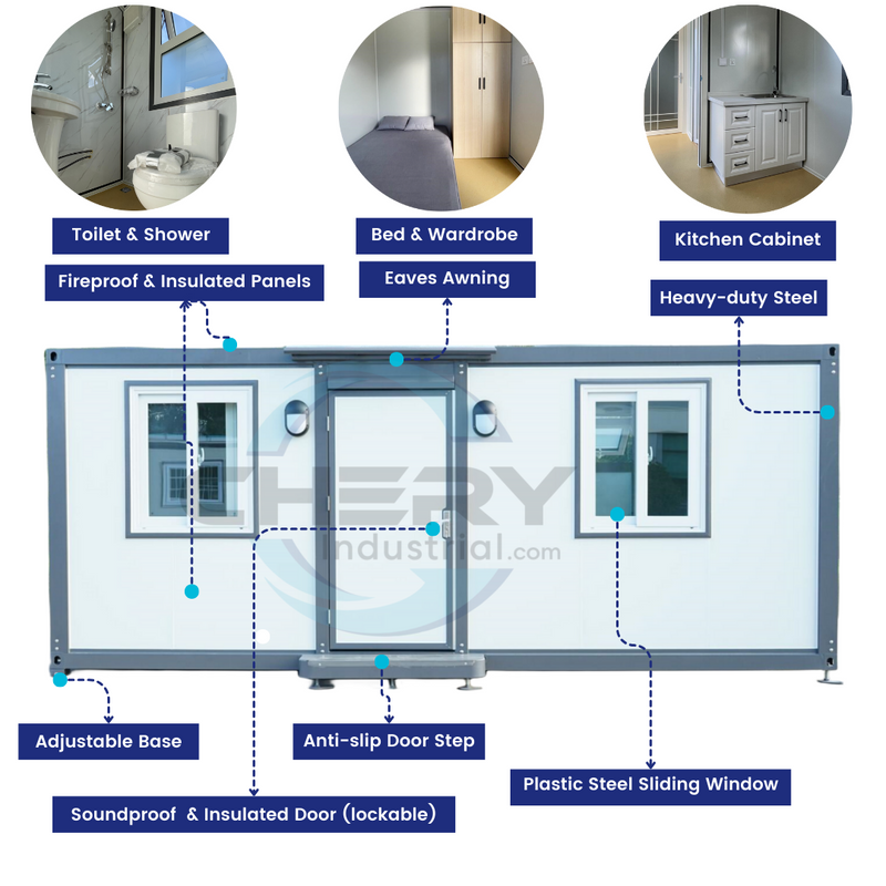 Modern Portable Office 7ft x 20ft with Bedroom features