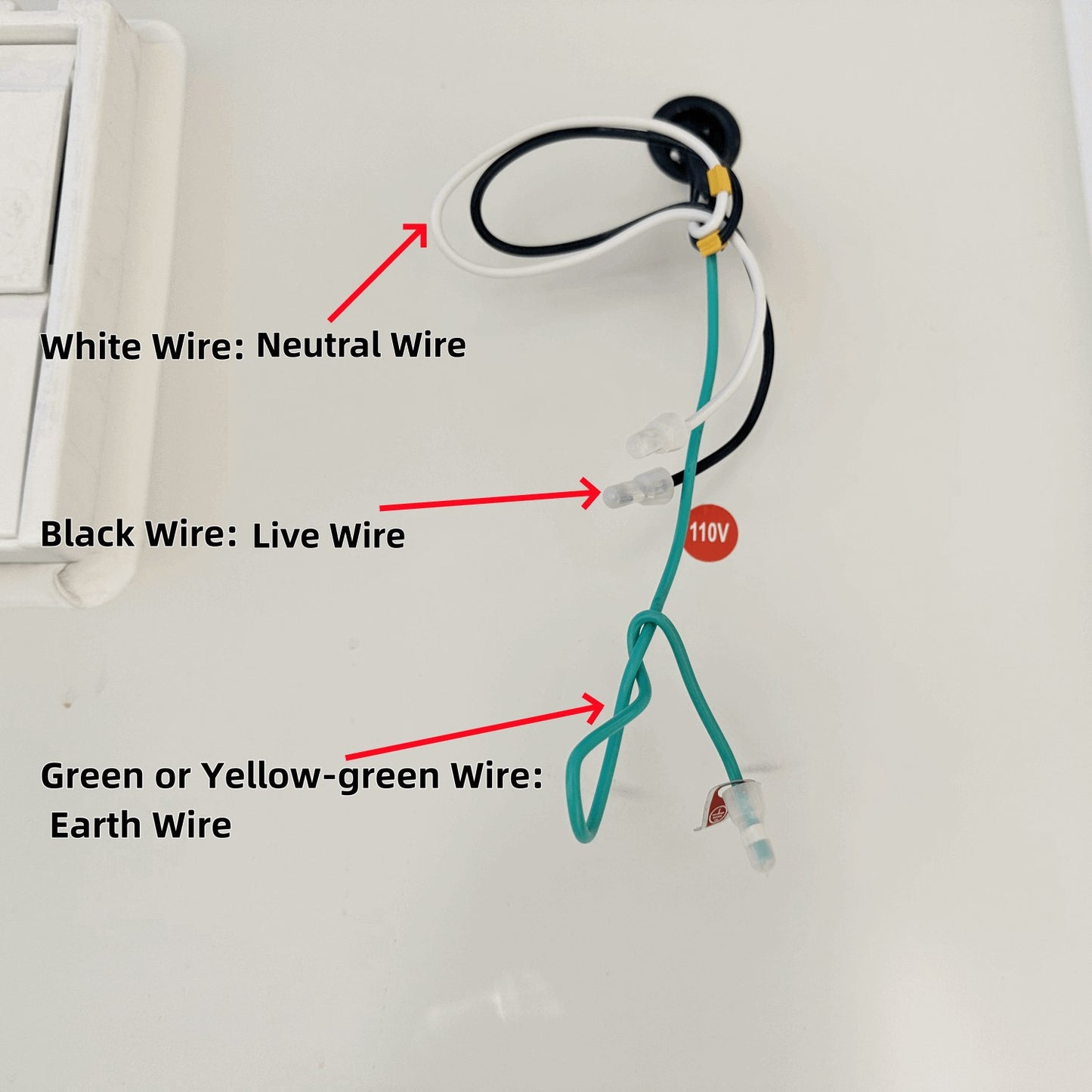 Wiring diagram with labeled wires on a white background