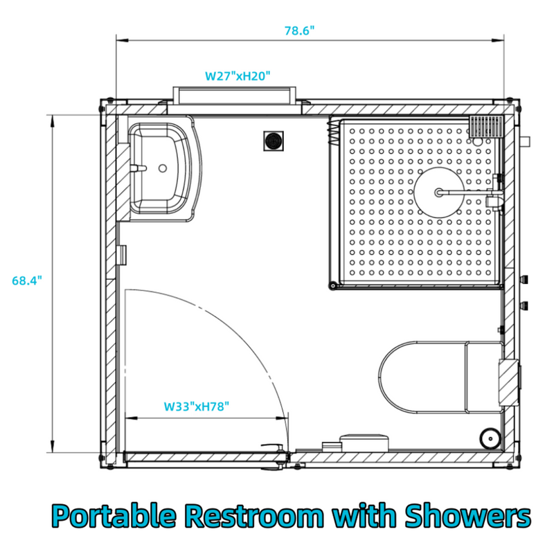 Portable Restroom w/ Showers floorplan